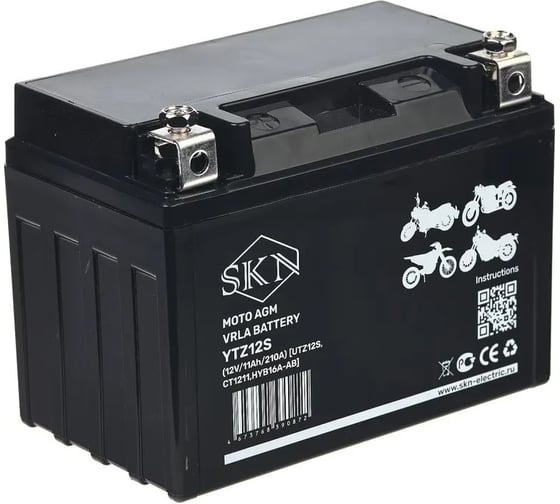 Изображение товара Аккумулятор стартерный для мототехники SKN YTZ12S (12V/11Ah/210A) [UTZ12S, CT 1211, HYB16A-AB] 025283