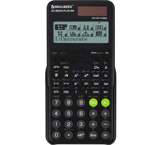 Изображение товара Калькулятор инженерный BRAUBERG SC-991ES-PLUS-BK (164x80 мм) 552 функций, 10+2 разр., черный 272651