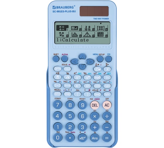 Изображение товара Калькулятор инженерный BRAUBERG SC-991ES-PLUS-BU (164x80 мм) 552 функций, 10+2 разр., голубой 272653