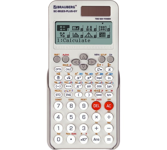 Изображение товара Калькулятор инженерный BRAUBERG SC-991ES-PLUS-GY (164x80 мм) 552 функций, 10+2 разр., серый 272652