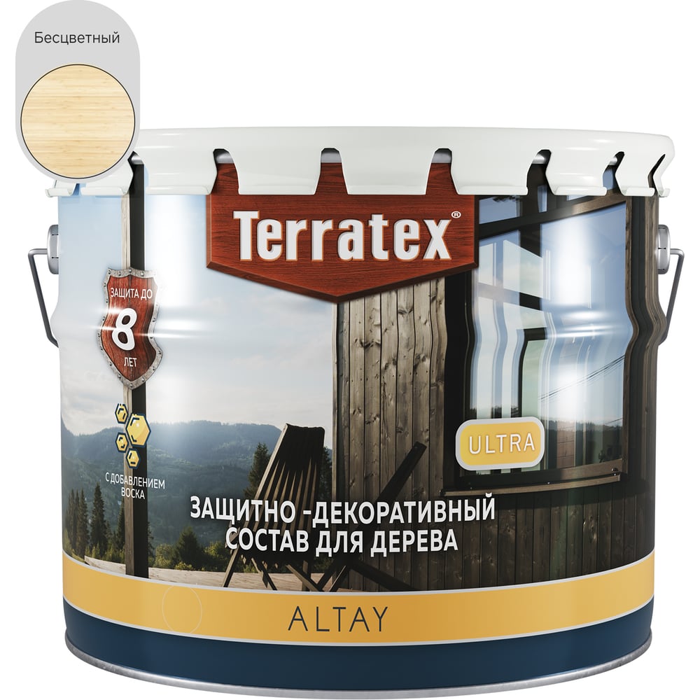 Изображение товара Деревозащитный состав ТЕРРАТЕКС ALTAY ULTRA бесцветный 7.5кг