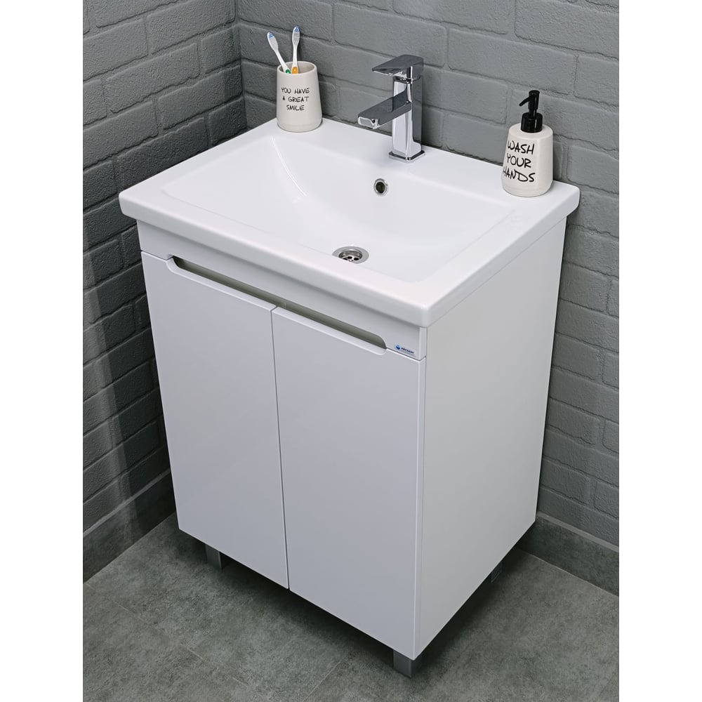 Изображение товара Тумба под умывальник Айсберг Como 60 Аура современная классика белая