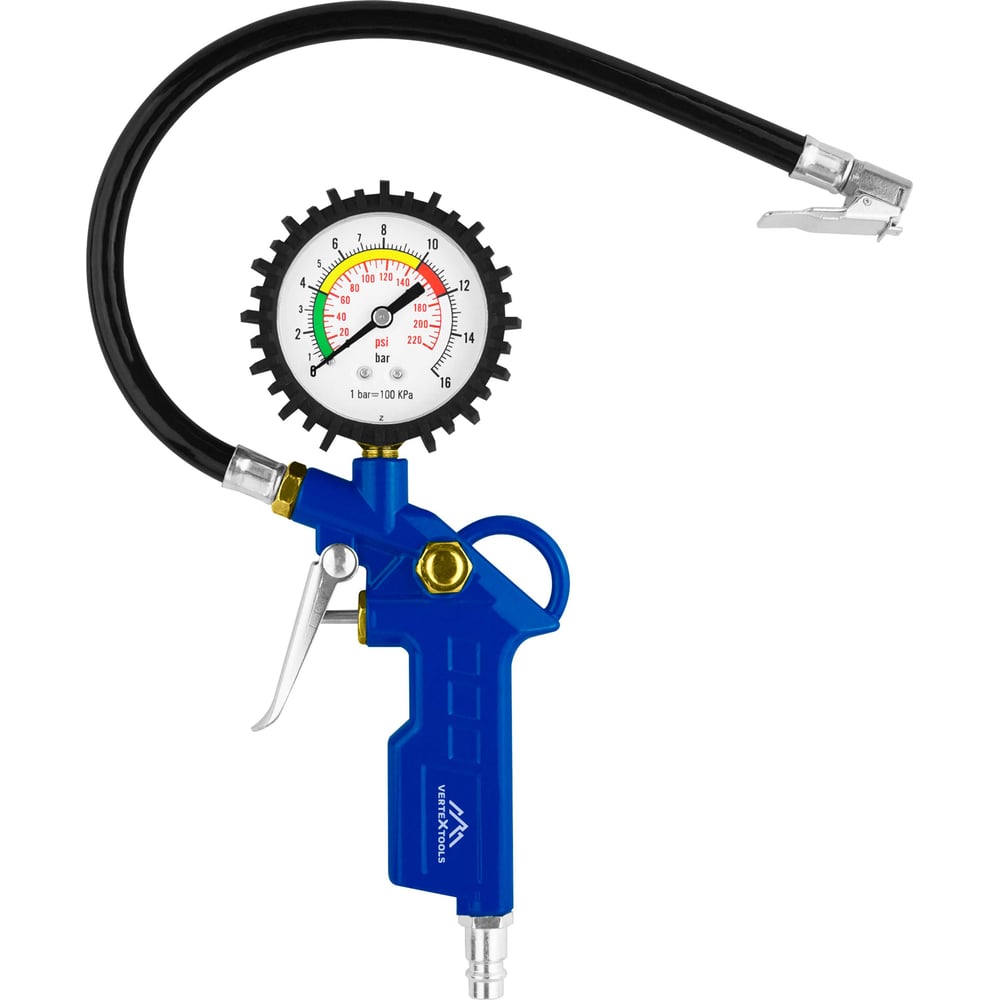 Изображение товара Пистолет для накачки шин с манометром vertextools 9021 полупрофессиональный рапид EURO