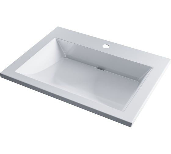 Изображение товара Раковина для ванной полувстраиваемая uperwood Infinity_60 см, прямоугольная, белая глянцевая RInfinity60wg
