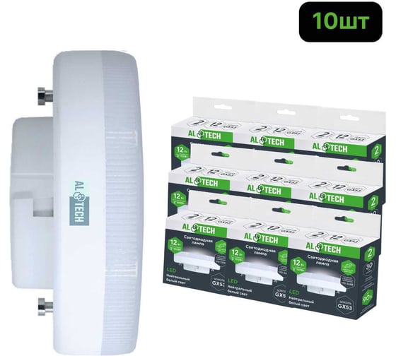Изображение товара Лампочка светодиодная ALTECH LED GX-12W-840 -GX53 нейтральный белый свет 10шт 4673758072405
