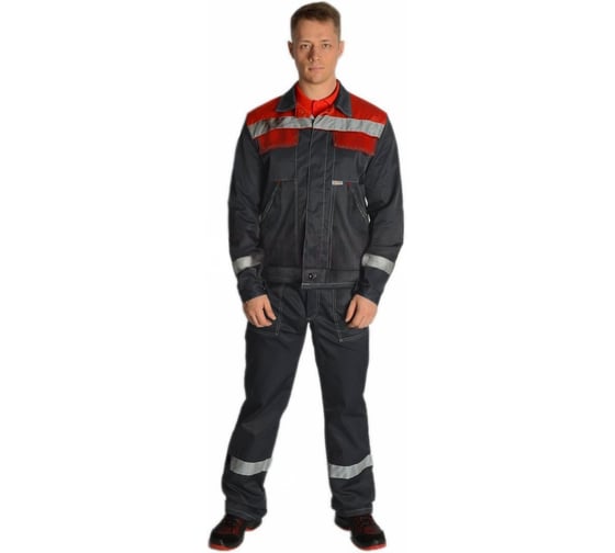 Изображение товара Костюм ФОРМГОСТ "Эксперт Люкс" с полукомбинезоном, темно-серый + красный (СМ), 44-46 (170-176) 4620241946392