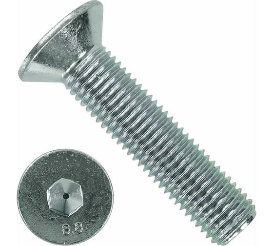 Изображение товара Винт потайной 23 Болта, 6x8 под шестигранник, ОЦ, DIN7991, к.п.8.8, 100 шт. впш68нфф100