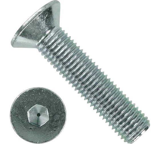 Изображение товара Винт потайной 23 Болта, 8x20 под шестигранник, ОЦ, DIN7991, к.п.10.9 100 шт впш820прфф100