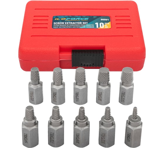 Изображение товара Головки-экстракторы для извлечения поврежденных болтов/гаек iLOFORCE набор 10 предметов IF-909U1(65778)