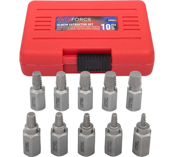 Изображение товара Головки-экстракторы для извлечения поврежденных болтов/гаек YATAFORCE набор 10 предметов YF-909U1(65790)