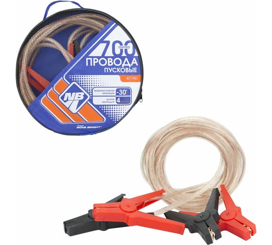 Изображение товара Пусковые провода Nova Bright 700А с прозрачной изоляцией, в сумке, 4,0 м 47780