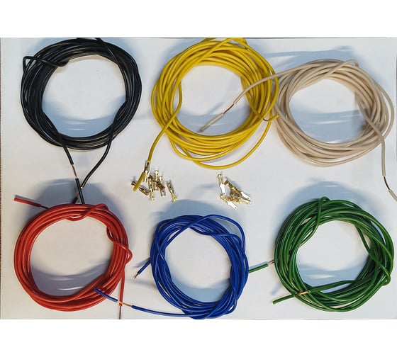 Изображение товара Провод Торкабель ПГВА 0,5 6 цветов по 5м, с разъемами под обжим 4631175847280