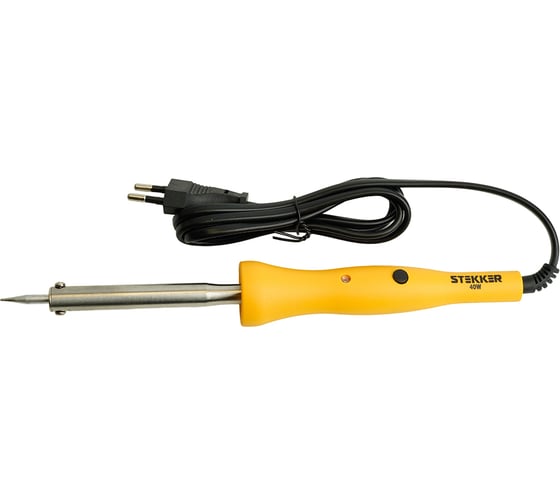 Изображение товара Паяльник STEKKER PLE201- 40 40W с кнопкой включения, нихромовый нагреватель, долговечное жало, 230В 49800