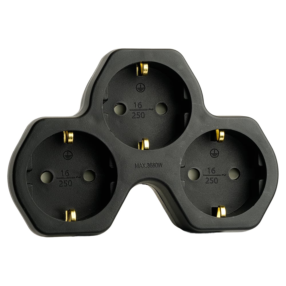 Изображение товара Разветвитель сетевой STEKKER 3-местный ADP16-13-21 с заземлением черный