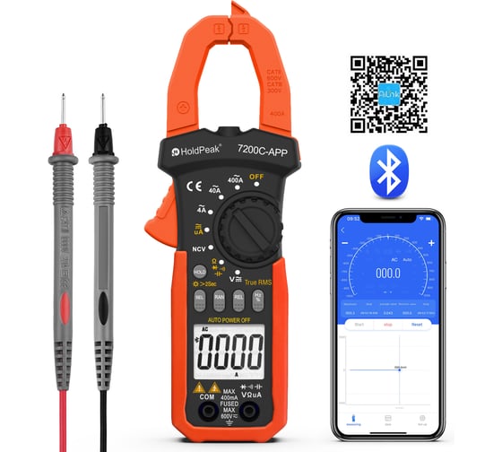 Изображение товара Токовые клещи HoldPeak HP-7200C-APP
