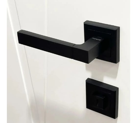 Изображение товара Комплект-набор: дверные ручки Rucetti RAP 16-S BL + Сантехническая завёртка RAP WC-S BL, цвет-черный 9016057