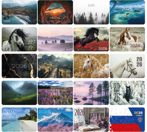 Изображение товара Календарь карманный BRAUBERG на 2026г ДЭК, 64x93мм, КОМПЛЕКТ 20 шт (20 видов) 117301