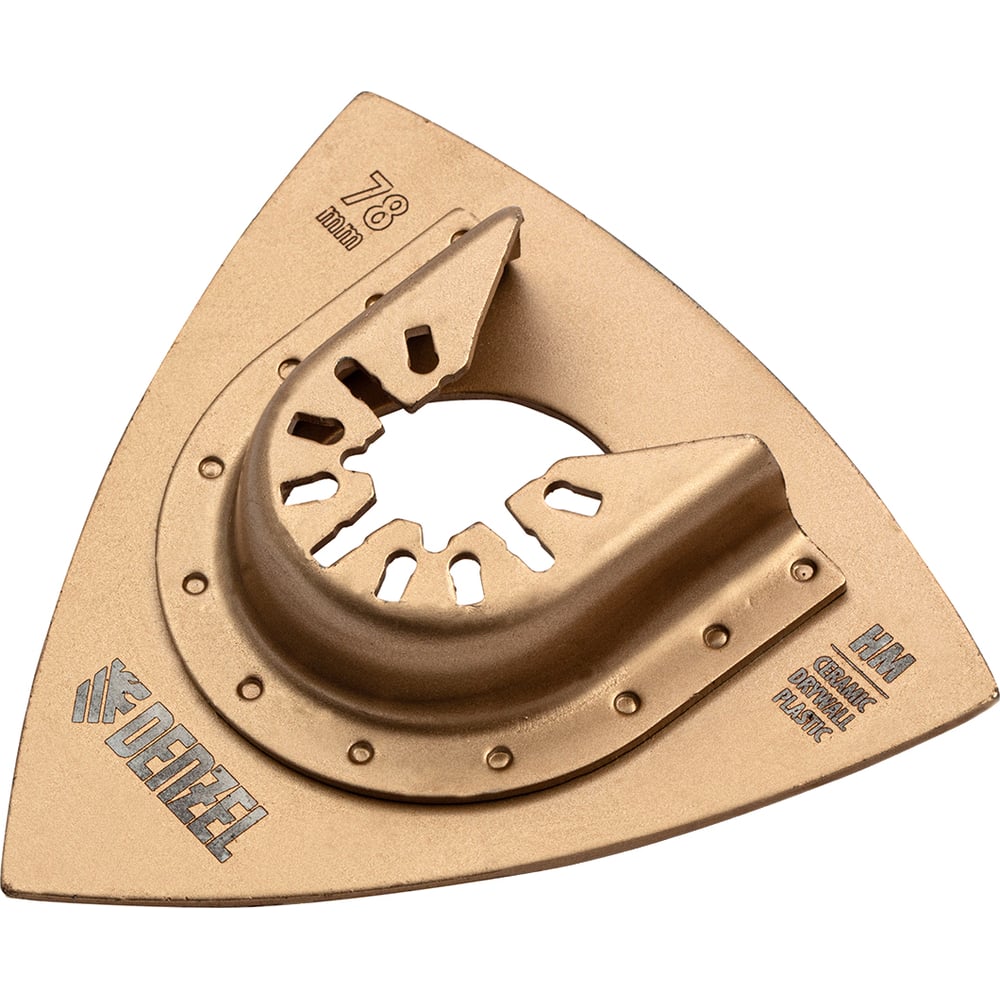Изображение товара Насадка шлифовальная дельтовидная HM 78 мм для плитки и дерева Denzel 782323