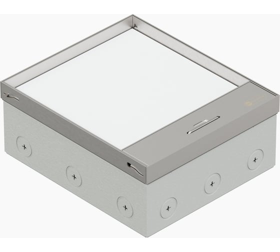 Изображение товара Люк в пол Экопласт LUK/8M на 8 постов (45x45мм) сталь. с коробкой и суппортом, в уровень с полом, глубина крышки 20мм, IP40 70208