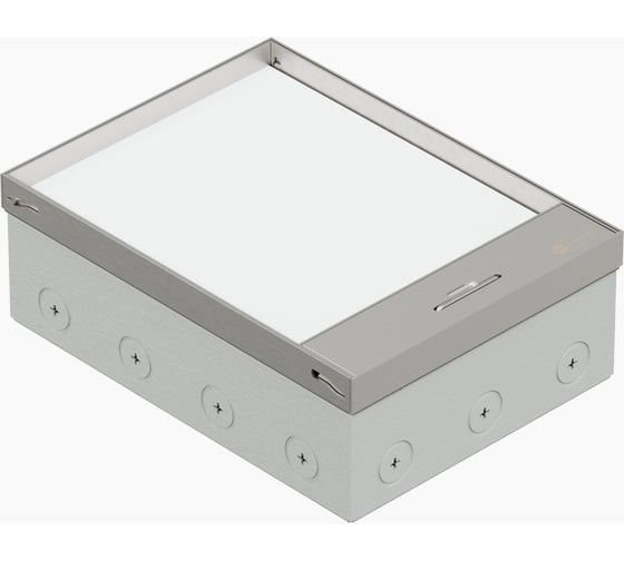 Изображение товара Люк в пол Экопласт LUK/10M на 10 постов (45x45мм) сталь. с коробкой и суппортом, в уровень с полом, глубина крышки 20мм, IP40 70210