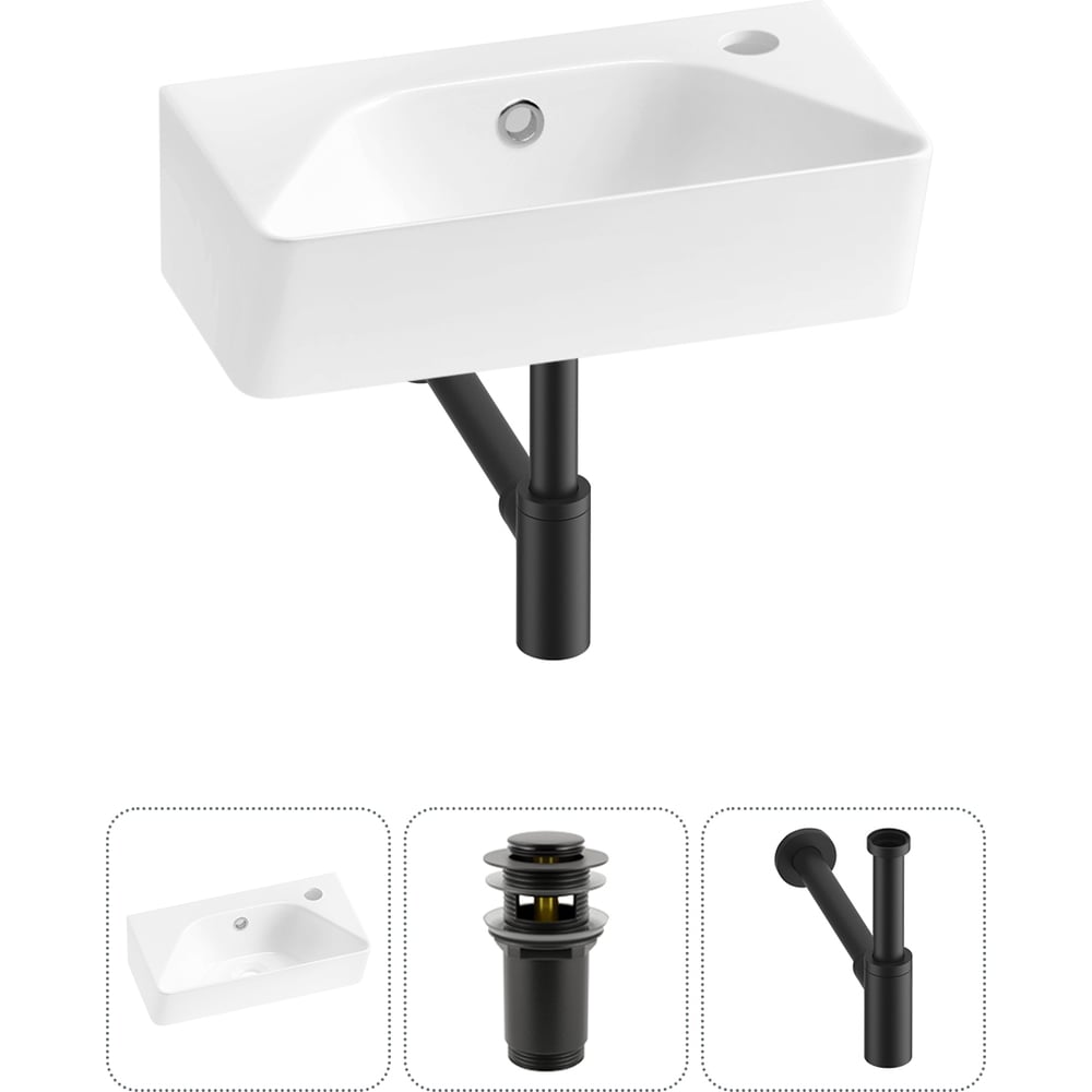 Изображение товара Комплект 3 в 1 Wellsee Bathroom Sink накладная/подвесная раковина 40x22 см, состоит 20216418R