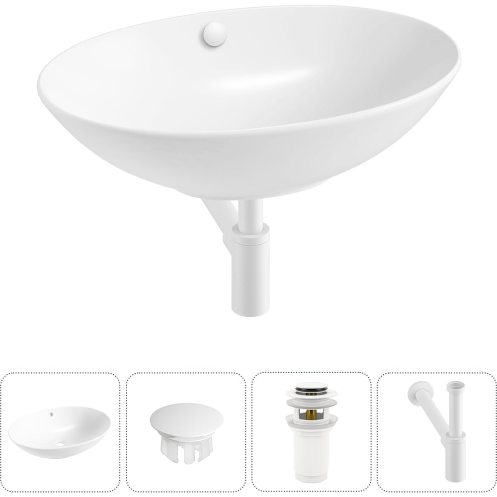 Изображение товара Набор 4 в 1 Wellsee Bliss накладная раковина 63x42 см фарфор современный стиль