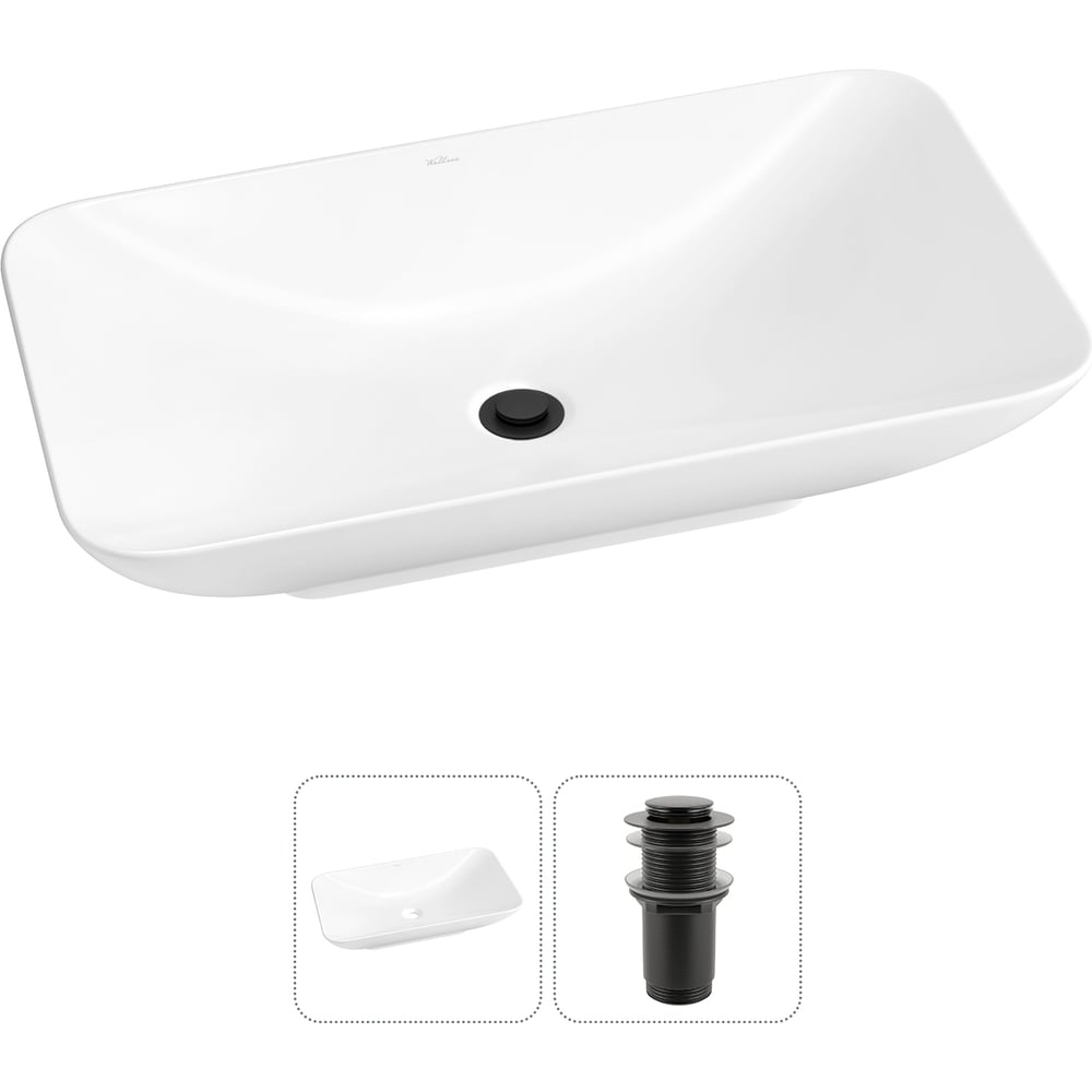 Изображение товара Накладная раковина Wellsee Demure 70x38 см глянцевый белый фарфор