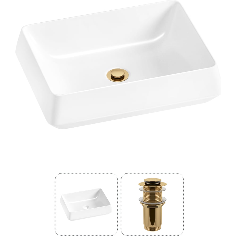 Изображение товара Комплект 2 в 1 Wellsee Bathroom Sink накладная раковина 50x38 см фарфор глянец белый