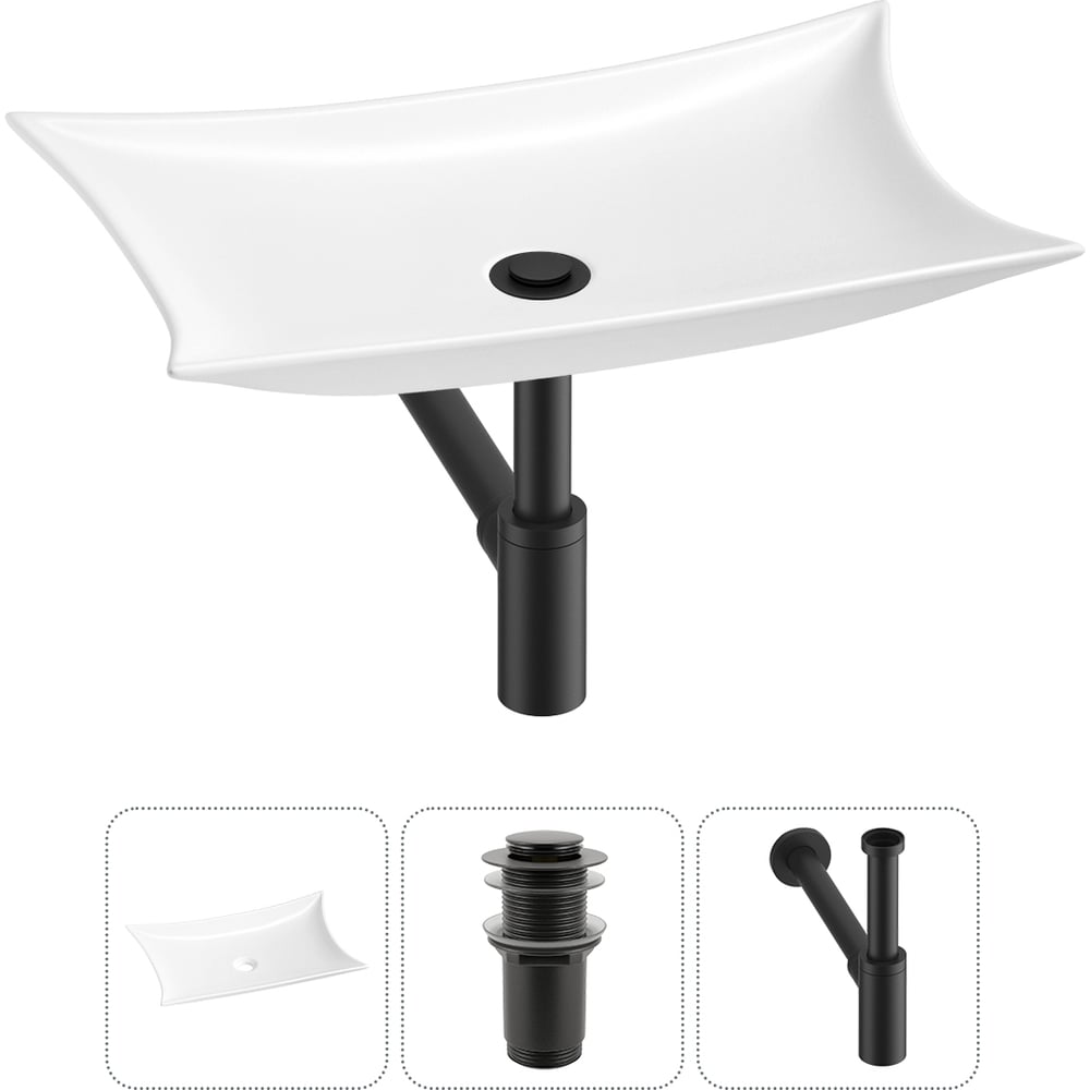Изображение товара Комплект 3 в 1 Wellsee Bathroom Sink накладная раковина 59x39 см, состоит из 3331111 20215292R