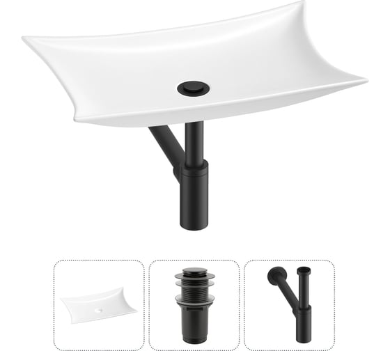 Изображение товара Комплект 3 в 1 Wellsee Bathroom Sink накладная раковина 59x39 см, состоит из 3331111 20215292R