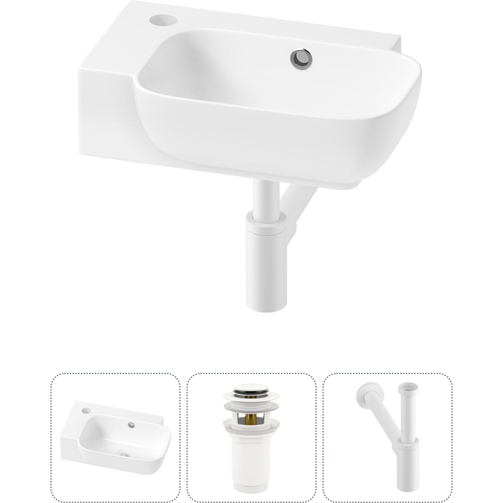 Изображение товара Комплект 3 в 1 Wellsee Bathroom Sink накладная раковина 40x24 см белая фарфоровая