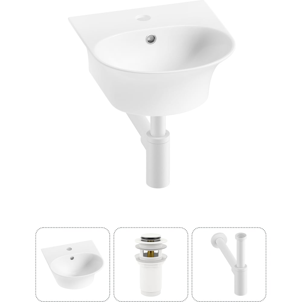 Изображение товара Комплект 3 в 1 Wellsee Bathroom Sink накладная раковина 34x36 см фарфор глянцевая