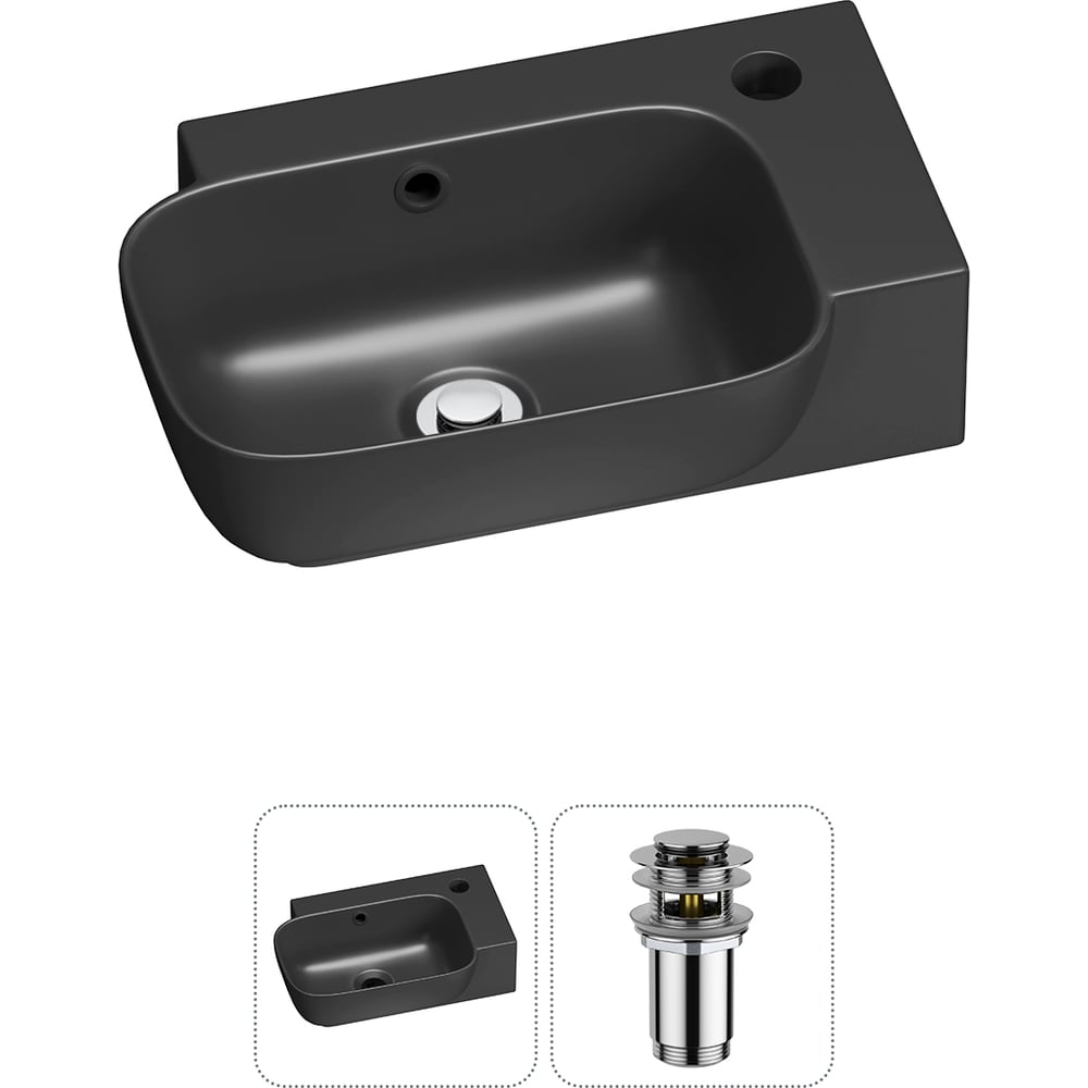 Изображение товара Комплект 2 в 1 Wellsee Bathroom Sink накладная раковина 40x24 см черный матовый