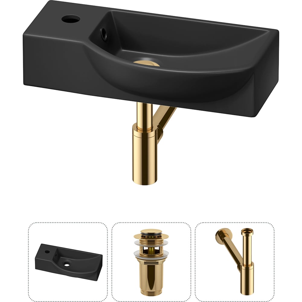Изображение товара Комплект 3 в 1 Wellsee Bathroom Sink раковина фарфор черный матовый