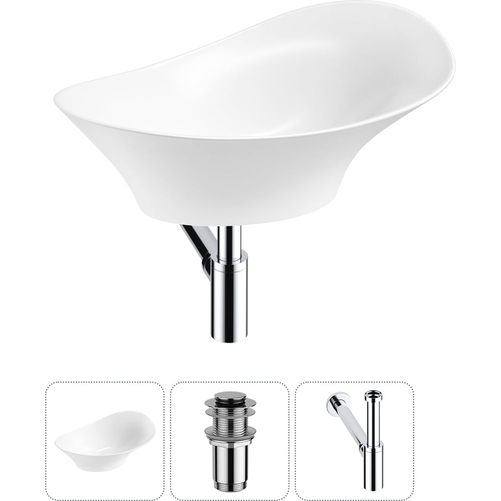 Изображение товара Комплект 3 в 1 Wellsee Bathroom Sink накладная раковина 56x33 см