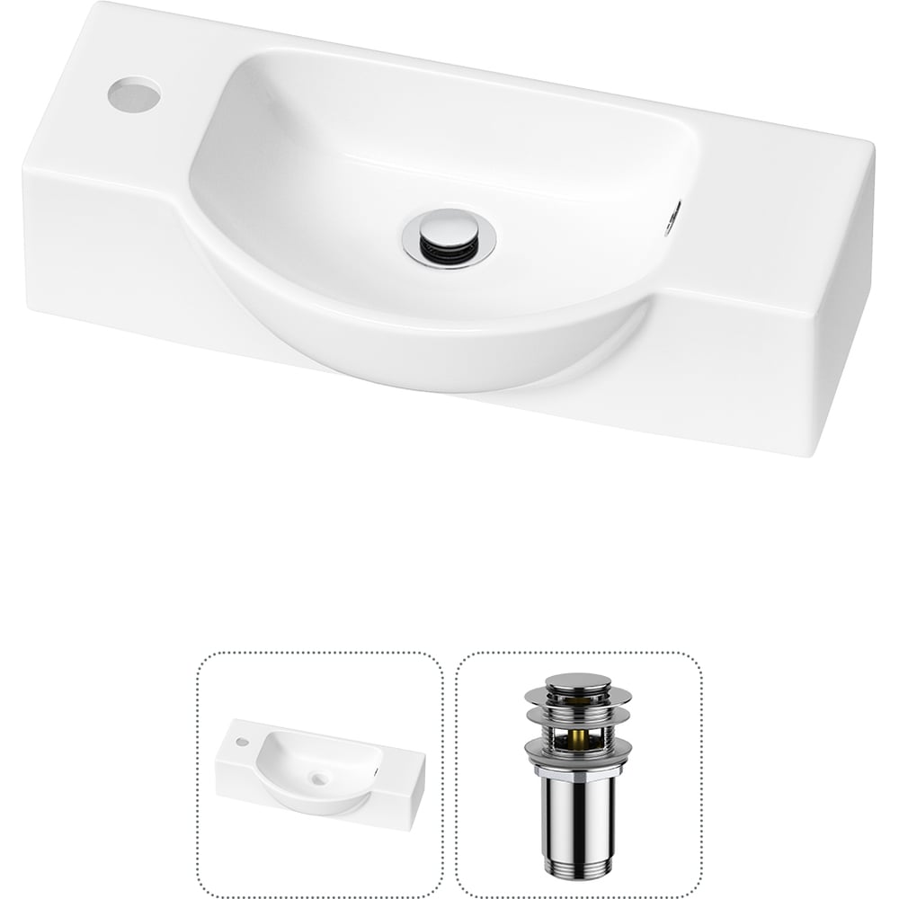 Изображение товара Комплект раковины 2 в 1 Wellsee Bathroom Sink накладная/подвесная 53x25 см