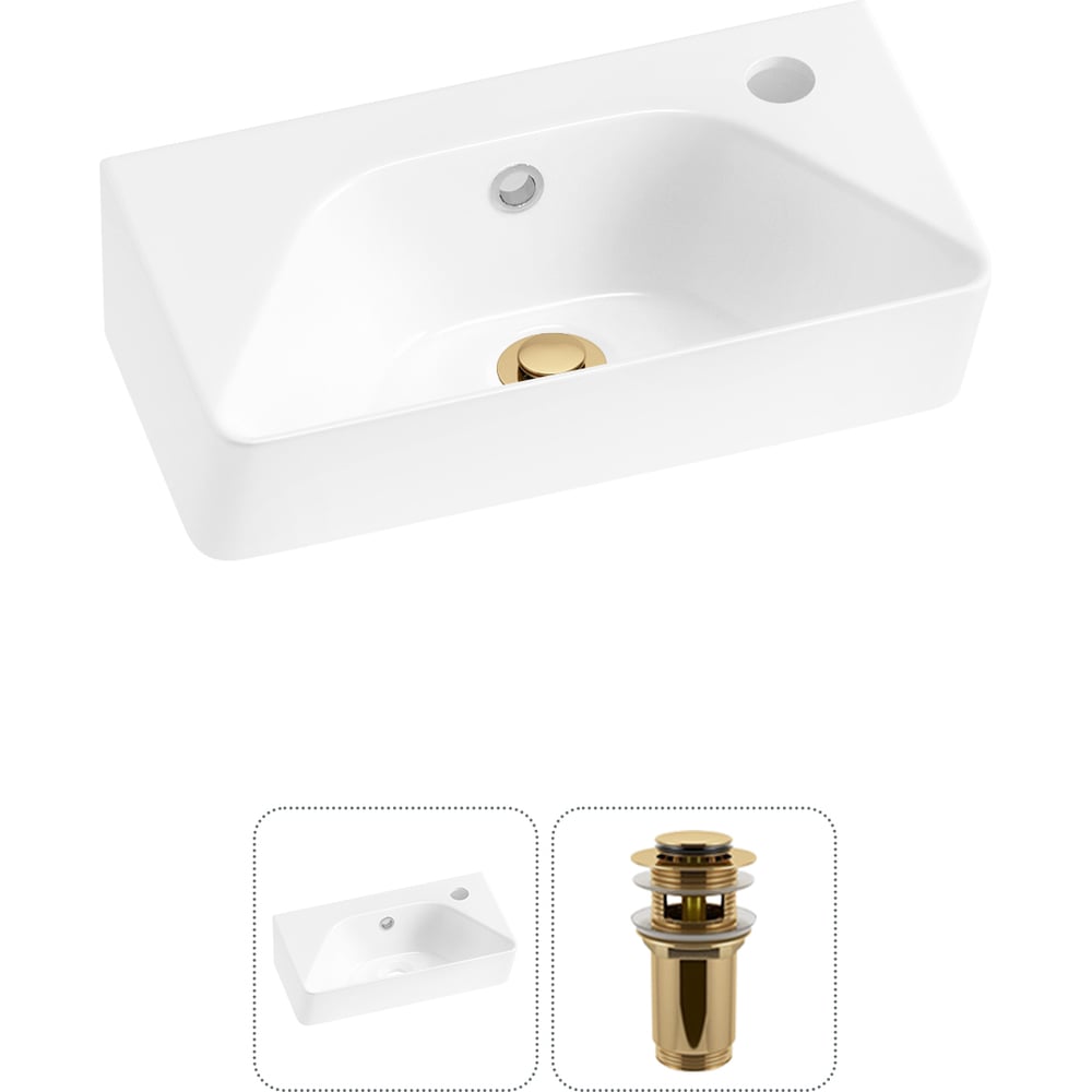 Изображение товара Комплект 2 в 1 Wellsee Модель 20216415R Надежная накладная раковина фарфор 40x22 см