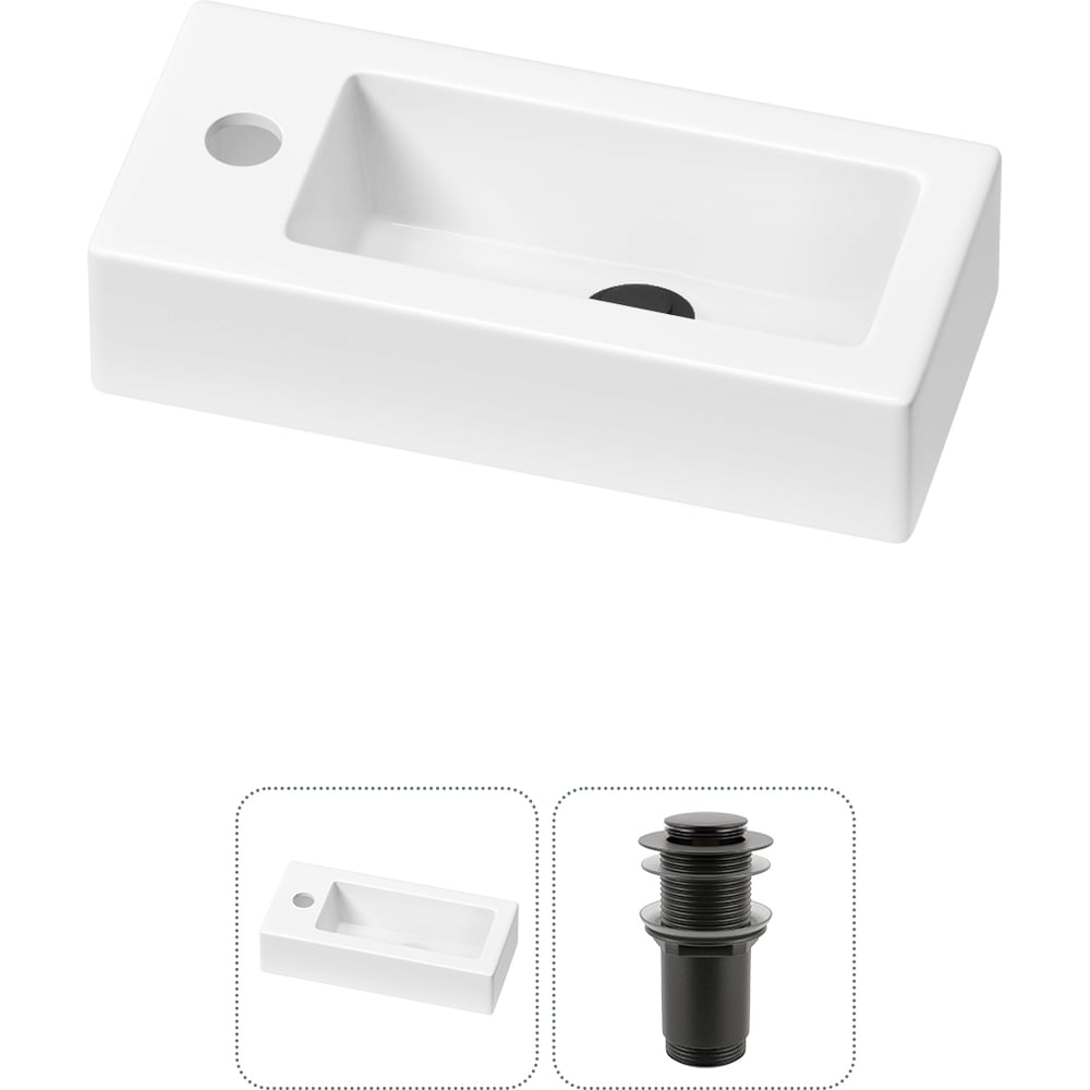 Изображение товара Комплект 2 в 1 Wellsee Bathroom Sink накладная раковина 37x18 см белая