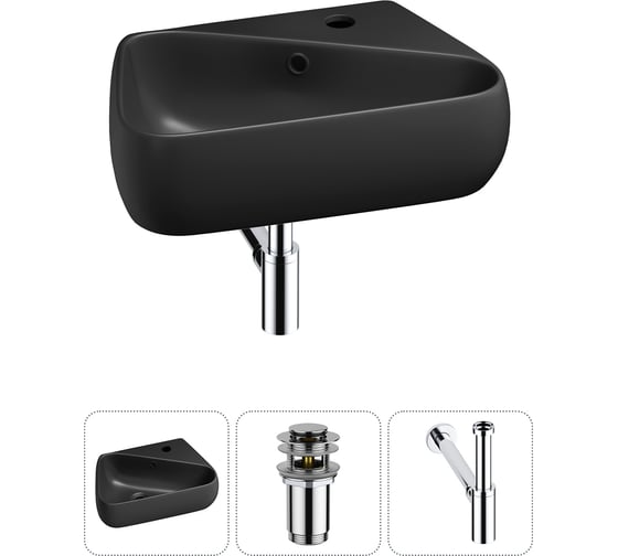 Изображение товара Комплект 3 в 1 Wellsee Bathroom Sink накладная/подвесная раковина 44x27 см, состоит 20216628R