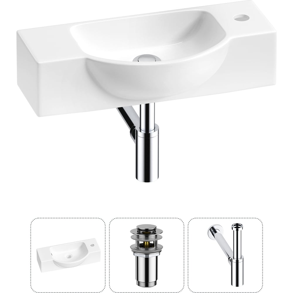 Изображение товара Комплект 3 в 1 Wellsee Bathroom Sink накладная раковина 53x25 см белый фарфор
