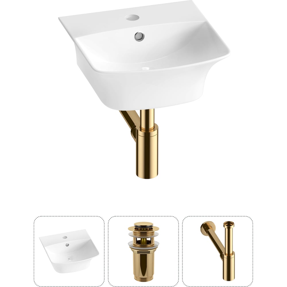 Изображение товара Комплект 3 в 1 Wellsee Ванная накладная раковина прямоугольная белая 35x36 см