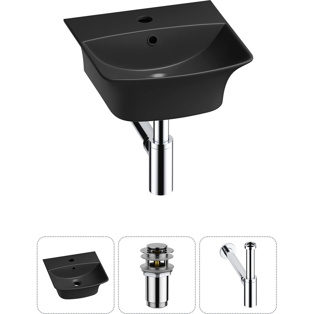 Изображение товара Накладная раковина Wellsee Bathroom Sink 35x36 см черный матовый