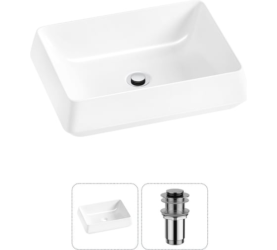 Изображение товара Комплект 2 в 1 Wellsee Bathroom Sink накладная раковина 50x38 см, состоит из 3331111 20215428R