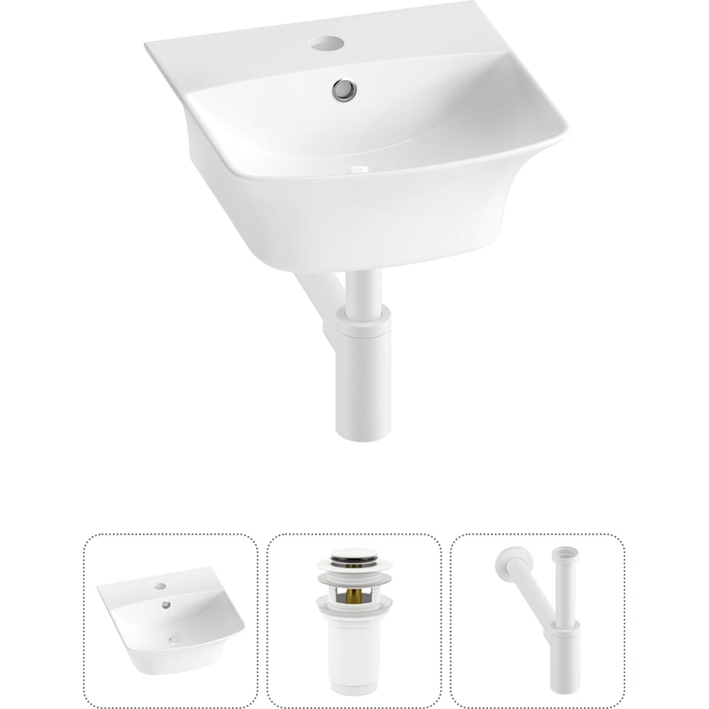 Изображение товара Комплект 3 в 1 Wellsee Bathroom Sink накладная раковина 35x36 см белая