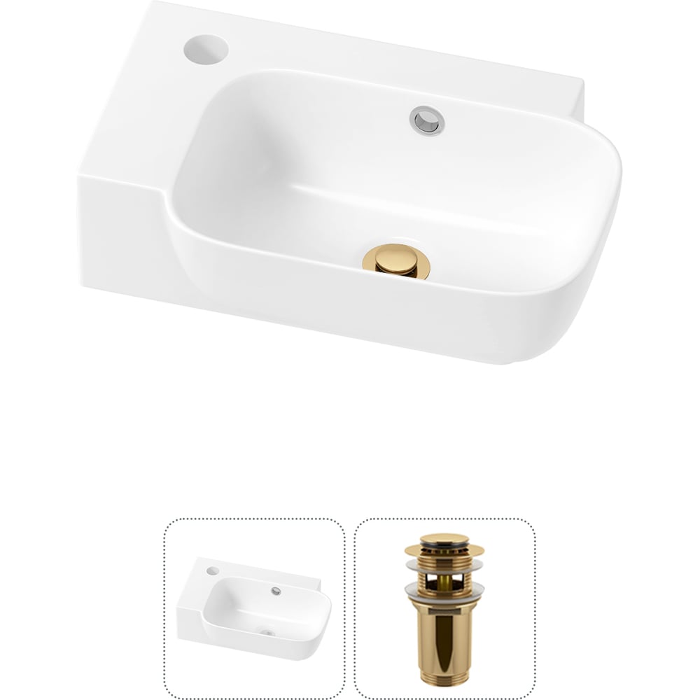 Изображение товара Комплект 2 в 1 Wellsee Bathroom Sink накладная раковина 40x24 см современный стиль фарфор белый