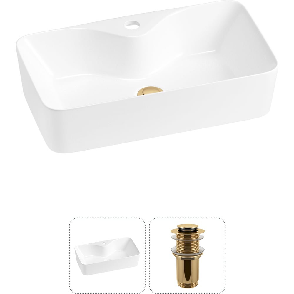 Изображение товара Комплект 2 в 1 Wellsee Bathroom Sink накладная раковина 54x30 см, фарфор, белая