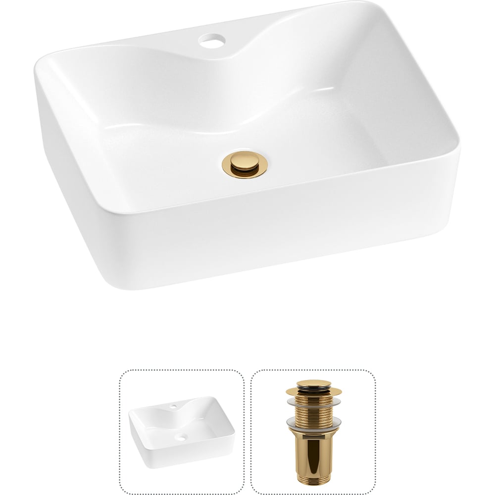 Изображение товара Комплект 2 в 1 Wellsee накладная раковина 48x37 см белая современная фарфор