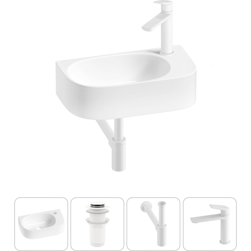 Изображение товара Комплект раковины 4 в 1 Wellsee Bathroom Sink накладная/подвесная 40x22 см