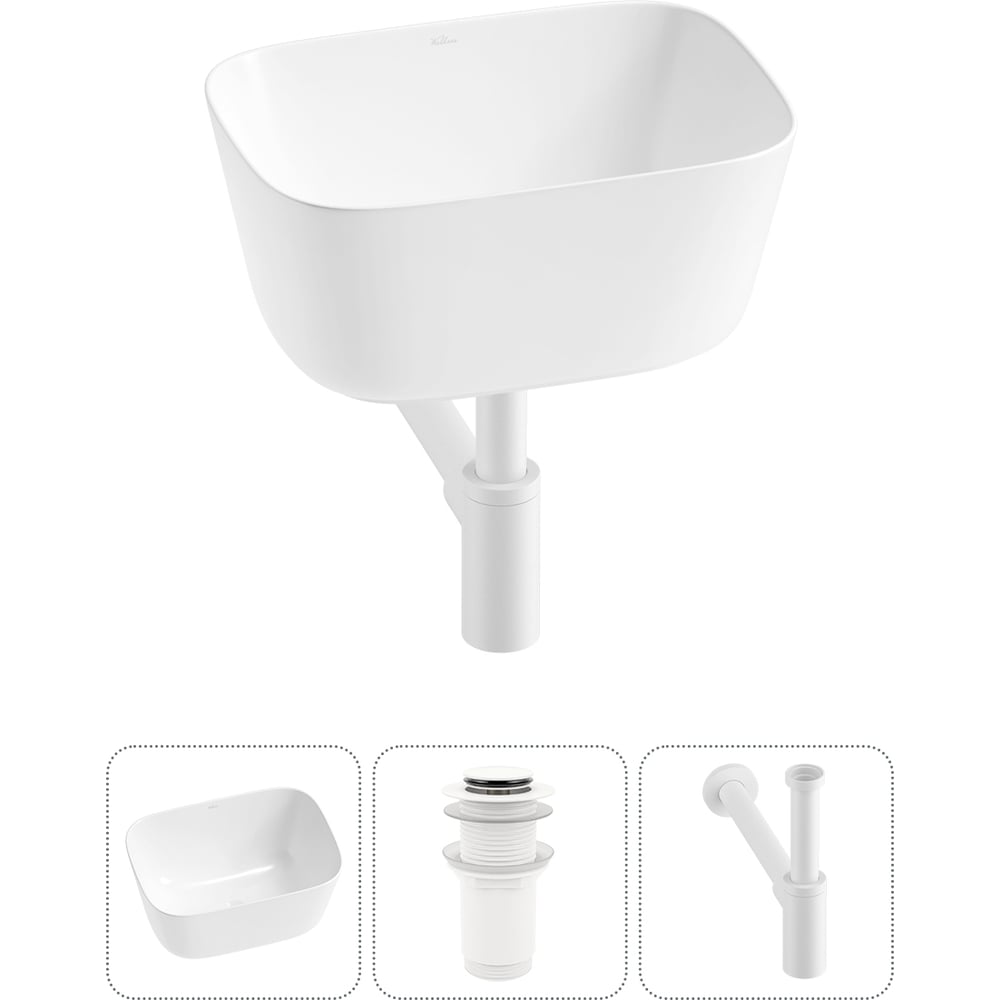 Изображение товара Набор 3 в 1 Wellsee Fontenay Paris накладная раковина 45x33 см белый фарфор