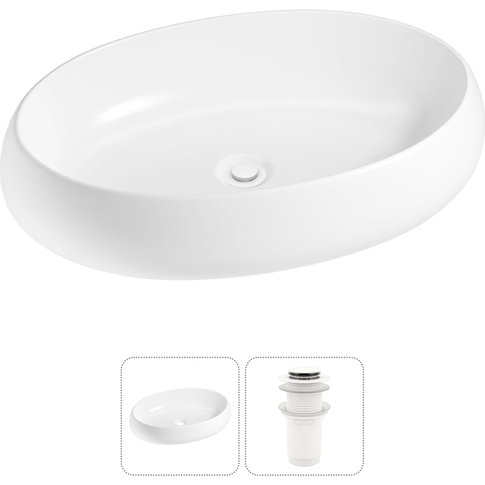 Изображение товара Комплект накладной умывальник Bathroom Sink 60x40 см фарфор глянцевый белый